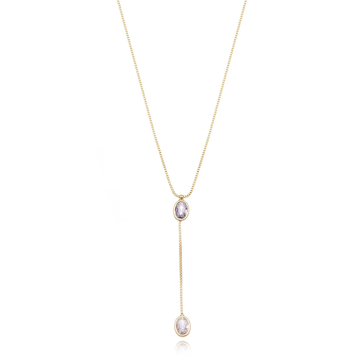 Clt-6205-Fo Colar Gravatinha Veneziana Pontos de Luz Oval