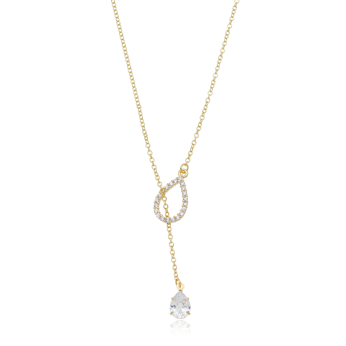 Clt-6203-Fo Colar Gravatinha com Gota Cravejada